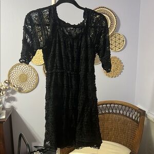 Umgee Black Sheath Dress with Puff Sleeves for Cocktail Night Out